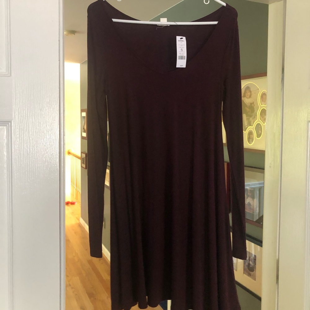 Maroon Long sleeve cotton dress